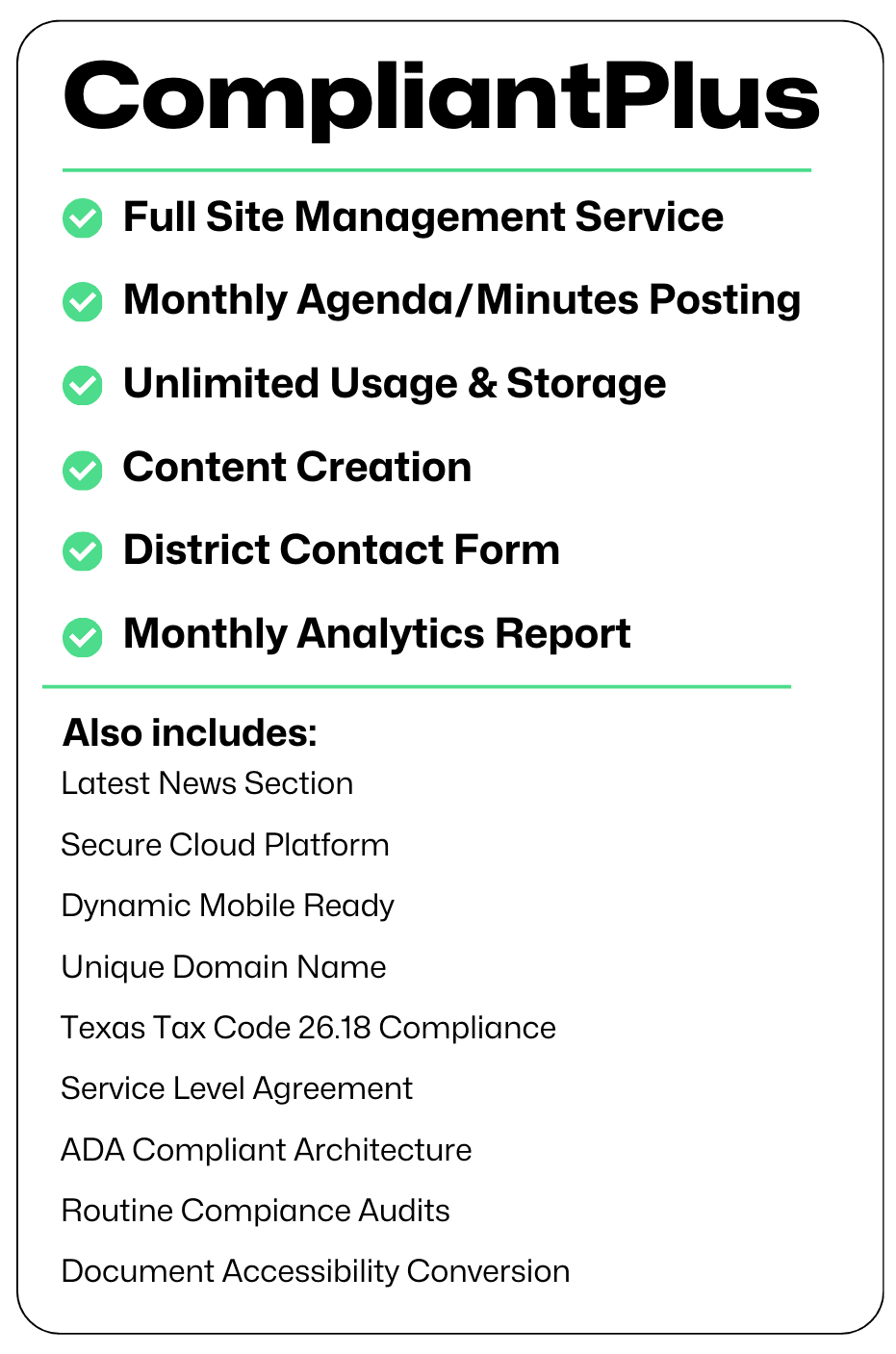 compliantplus site features