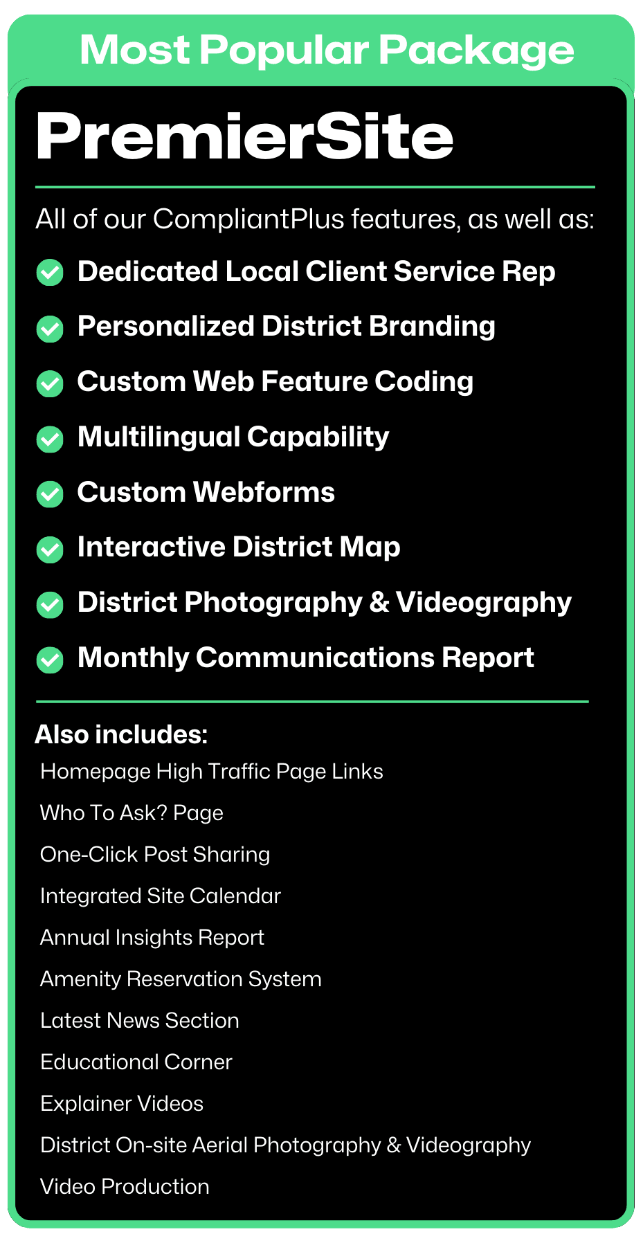 premier site features